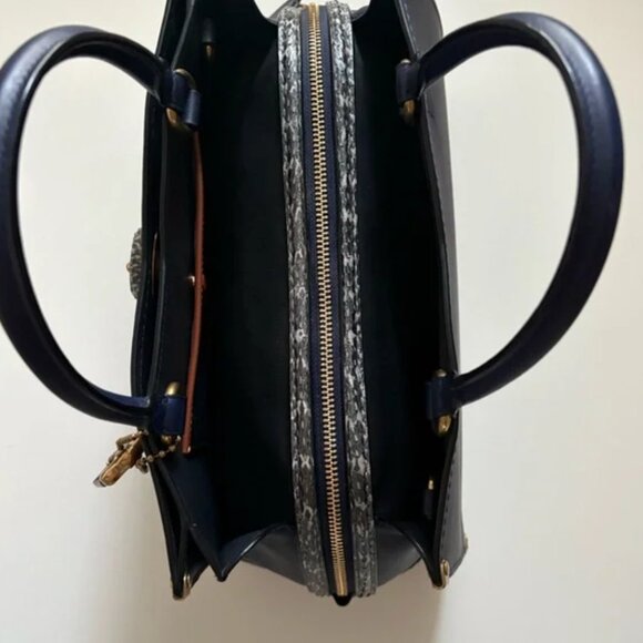 Coach Mason Carryall in Cadet Blue • Snakeskin Trim • Structured Tote • No Strap - Picture 10 of 15